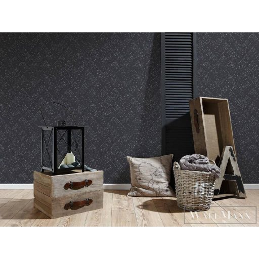 AS CREATION 37394-5 raszteres rombusz minta,ezüst-szürke -fekete színek