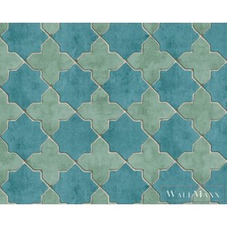   AS CREATION 37421-4 kékes árnyalatú arab mozaik csempe minta