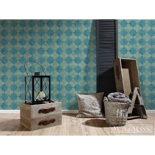 AS CREATION 37421-4 kékes árnyalatú arab mozaik csempe minta