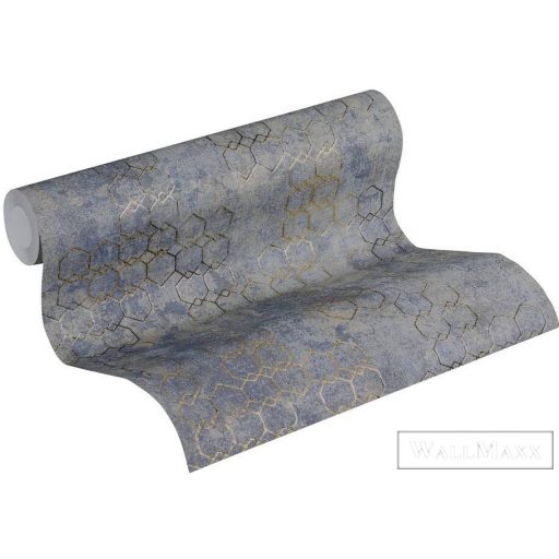 AS CREATION 37424-5 kék-szürke-arany színek, grafikai minta