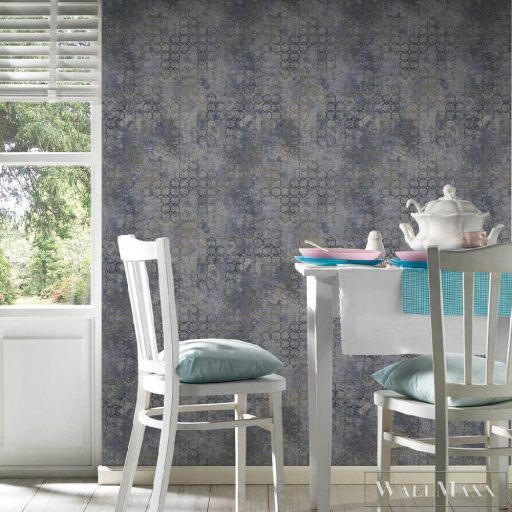 AS CREATION 37424-5 kék-szürke-arany színek, grafikai minta