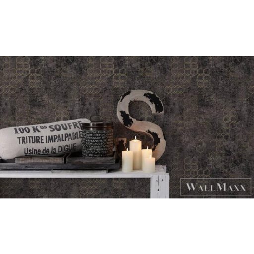 AS CREATION 37424-6 grafikai minta; sötétszürke-fekete-arany