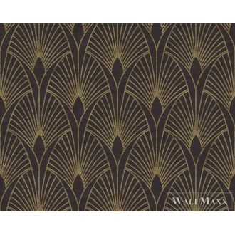   AS CREATION 37427-3 íves boltív mintázat; fekete-arany- metál effekt