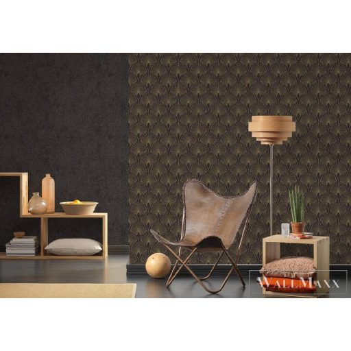 AS CREATION 37427-3 íves boltív mintázat; fekete-arany- metál effekt