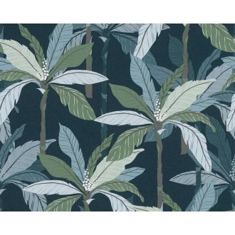 AS CREATION GEO NORDIC 2023 37530-6 KÉK LEVELES TAPÉTA