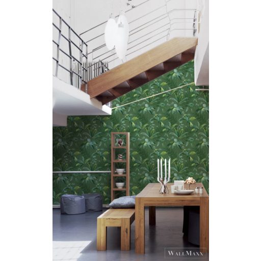 AS CREATION Jungle Chic 2029 37704-2 zöld levélmintás tapéta