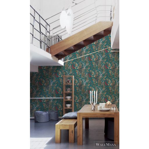 AS CREATION Floral Impression 37751-5 kék virágmintás tapéta