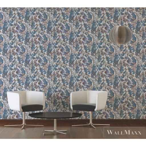 AS CREATION Floral Impression 37751-7 kék virágmintás tapéta