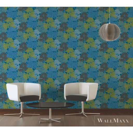 AS CREATION Floral Impression 37753-1 kék virágmintás tapéta