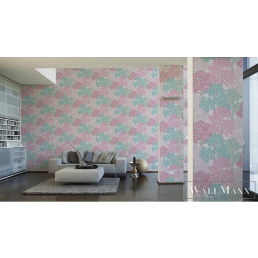 AS CREATION Floral Impression 37753-5 kék virágmintás tapéta