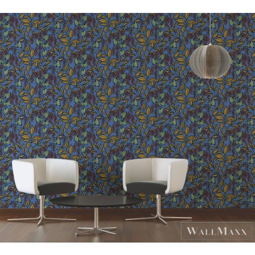 AS CREATION Floral Impression 37754-1 kék virágmintás tapéta