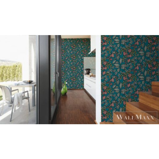 AS CREATION Floral Impression 37754-2 zöld virágmintás tapéta