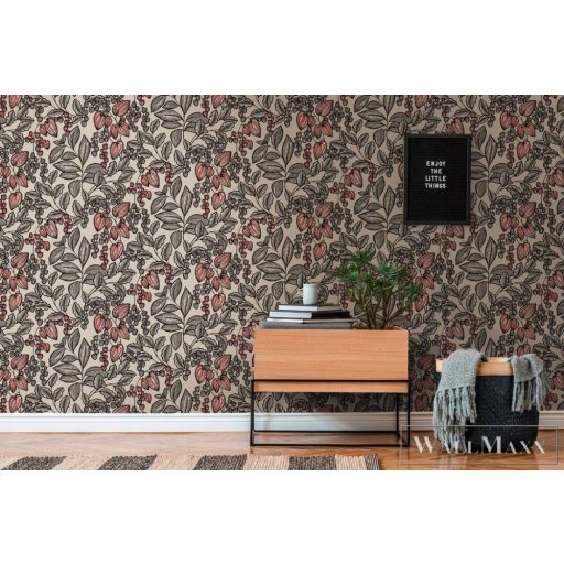 AS CREATION Floral Impression 37754-3 barna virágmintás tapéta