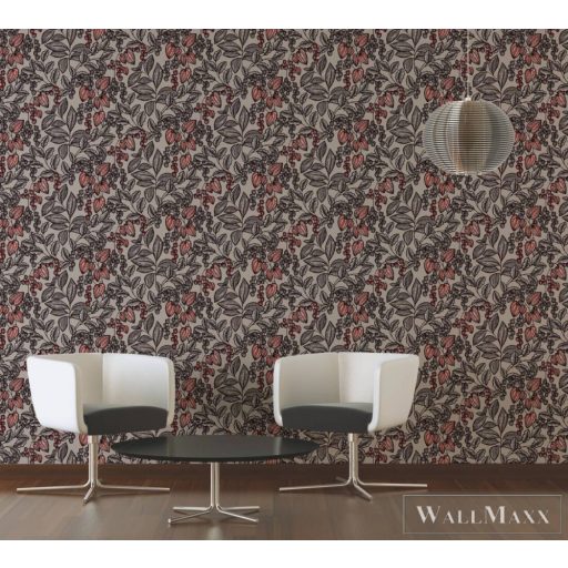 AS CREATION Floral Impression 37754-3 barna virágmintás tapéta