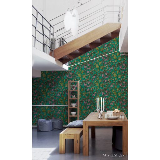 AS CREATION Floral Impression 37754-7 zöld virágmintás tapéta