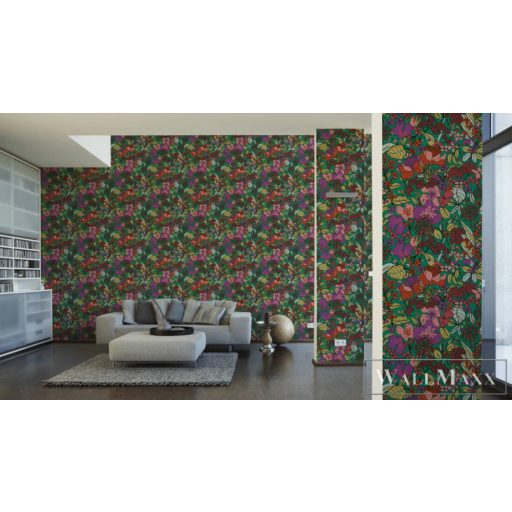 AS CREATION Floral Impression 37756-1 zöld virágmintás tapéta