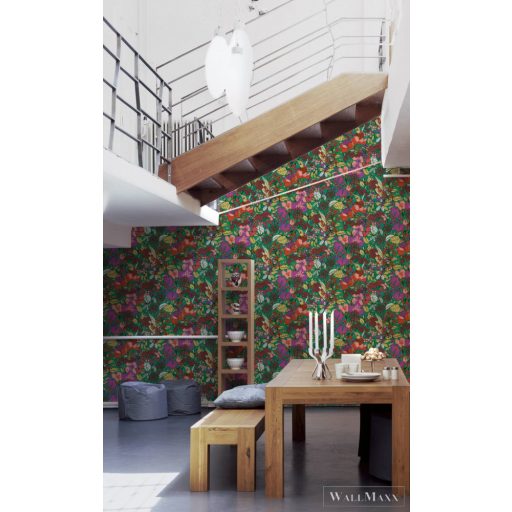 AS CREATION Floral Impression 37756-1 zöld virágmintás tapéta