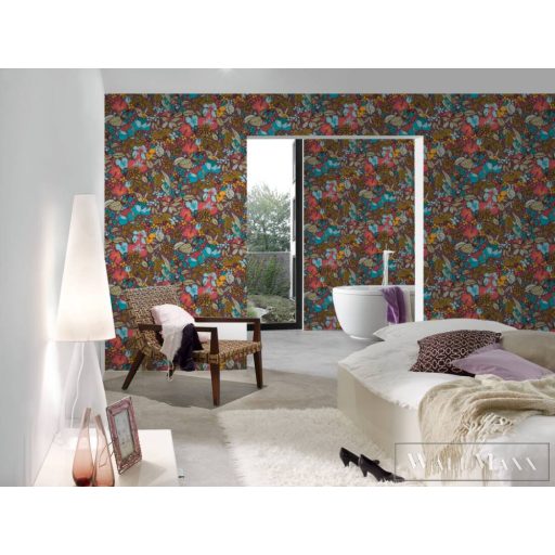 AS CREATION Floral Impression 37756-3 piros virágmintás tapéta