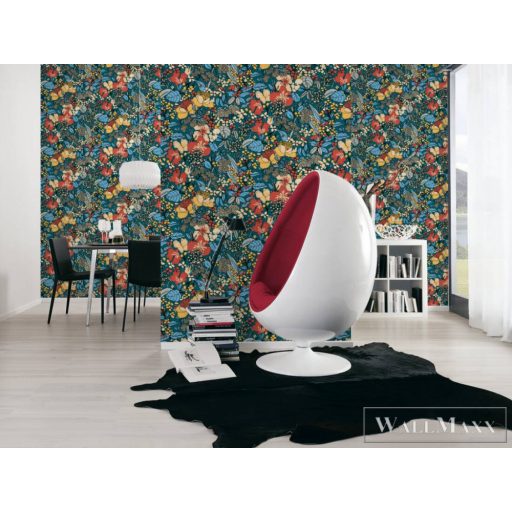 AS CREATION Floral Impression 37756-4 kék virágmintás tapéta