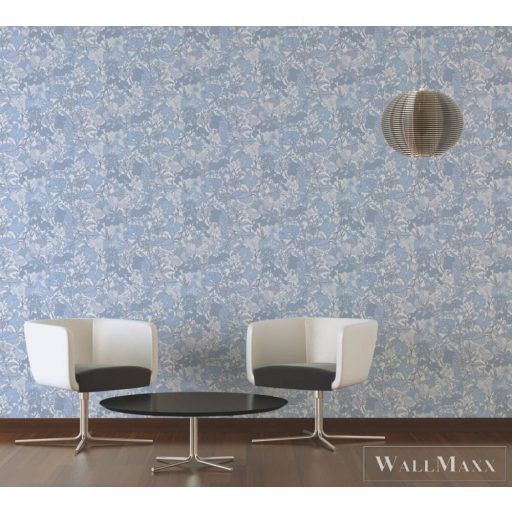 AS CREATION Floral Impression 37756-6 kék virágmintás tapéta