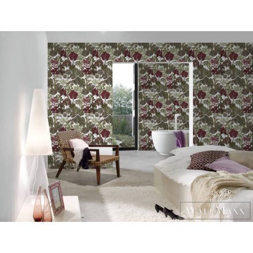 AS CREATION Floral Impression 37757-2 zöld virágmintás tapéta