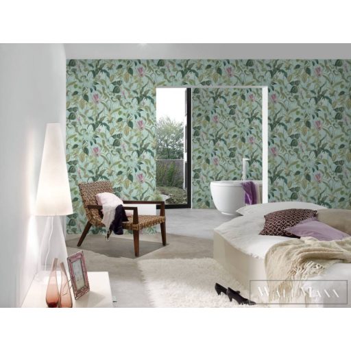 AS CREATION Change is Good 37988-2 kék levélmintás tapéta