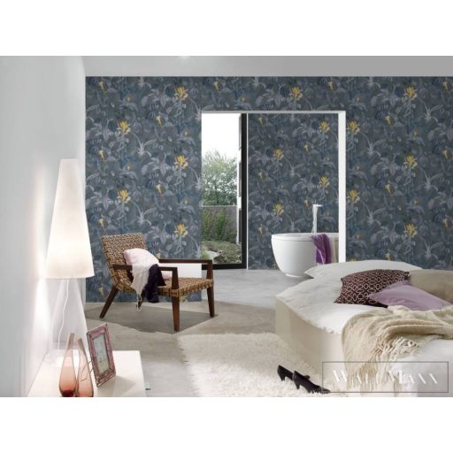 AS CREATION Change is Good 37988-3 kék levélmintás tapéta