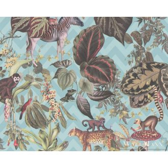   AS CREATION Change is Good 37990-4 kék dzsungelmintás tapéta