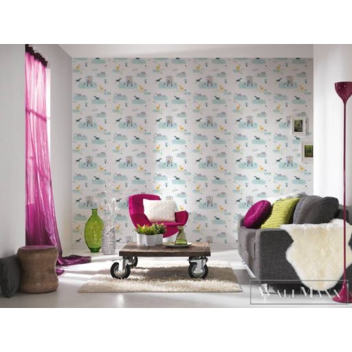 AS CREATION Little Love 38114-1 kék szafari-s tapéta