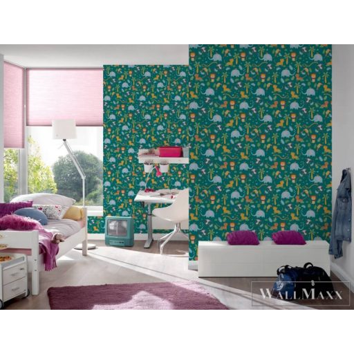 AS CREATION Little Love 38115-1 kék szafari-s tapéta