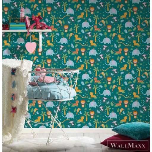 AS CREATION Little Love 38115-1 kék szafari-s tapéta