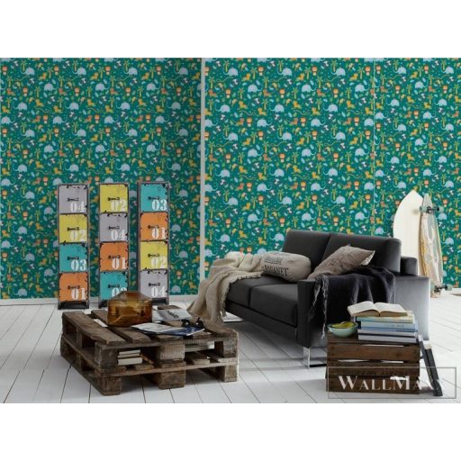 AS CREATION Little Love 38115-1 kék szafari-s tapéta