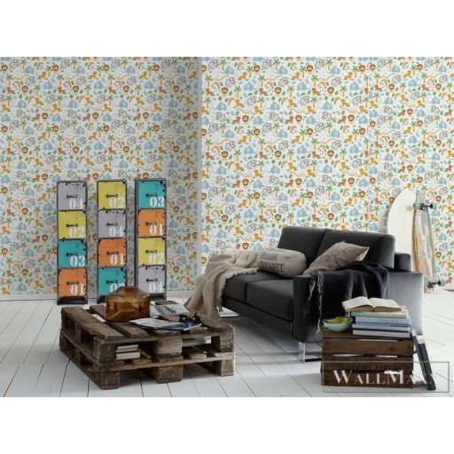 AS CREATION Little Love 38115-2 kék szafari-s tapéta