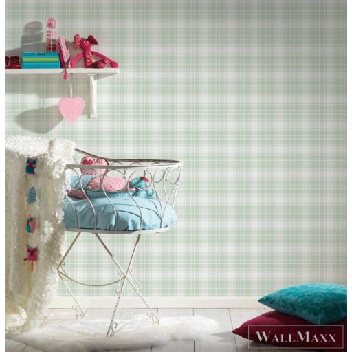 AS CREATION Little Love 38122-2 zöld kockás tapéta