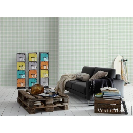 AS CREATION Little Love 38122-2 zöld kockás tapéta