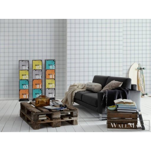 AS CREATION Little Love 38122-3 kék kockás tapéta