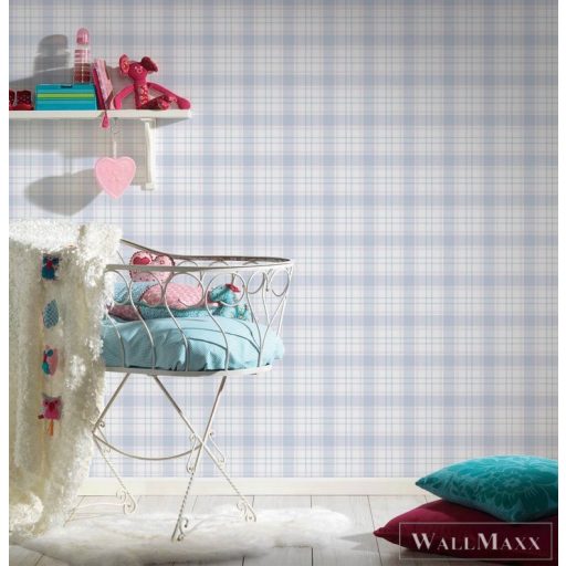 AS CREATION Little Love 38122-4 kék kockás tapéta