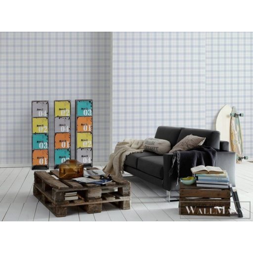 AS CREATION Little Love 38122-4 kék kockás tapéta