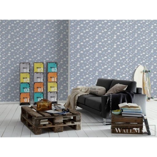 AS CREATION Little Love 38125-2 kék bárányfelhő-s tapéta