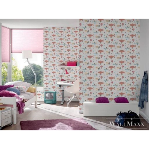 AS CREATION Little Love 38126-1 narancssárga léghajó-s tapéta