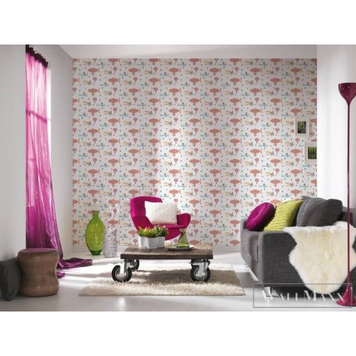 AS CREATION Little Love 38126-1 narancssárga léghajó-s tapéta