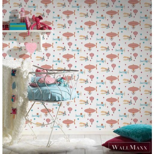 AS CREATION Little Love 38126-1 narancssárga léghajó-s tapéta