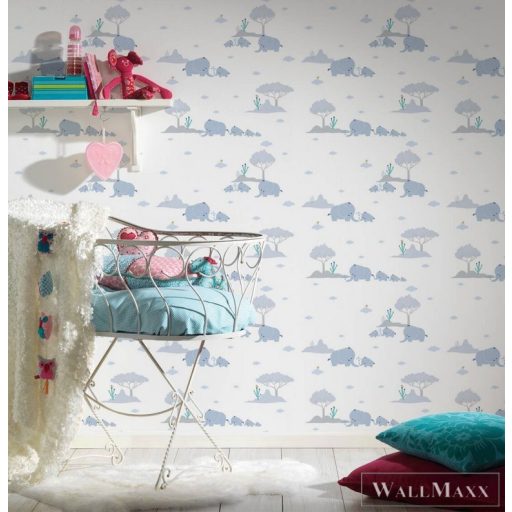 AS CREATION Little Love 38128-1 kék elefánt-os tapéta
