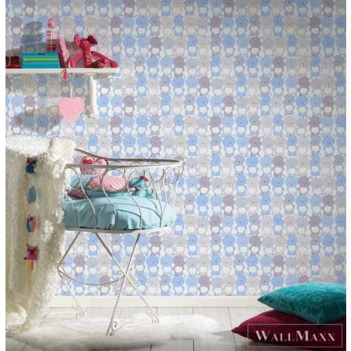 AS CREATION Little Love 38129-1 kék pandá-s tapéta