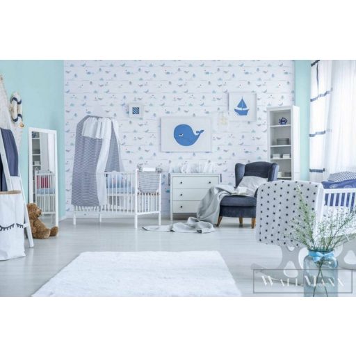 AS CREATION Little Love 38130-1 kék bálná-s tapéta