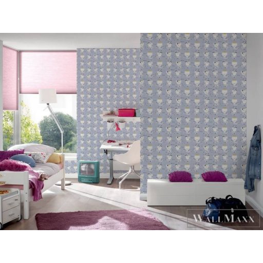 AS CREATION Little Love 38131-1 kék cicá-s tapéta