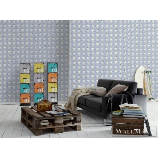 AS CREATION Little Love 38131-1 kék cicá-s tapéta