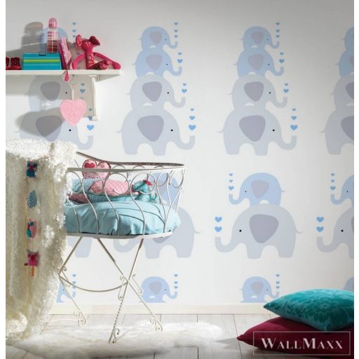 AS CREATION Little Love 38135-1 kék elefánt-os tapéta