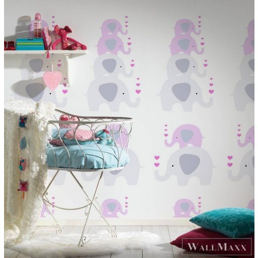 AS CREATION Little Love 38135-2 rózsaszín elefánt-os tapéta