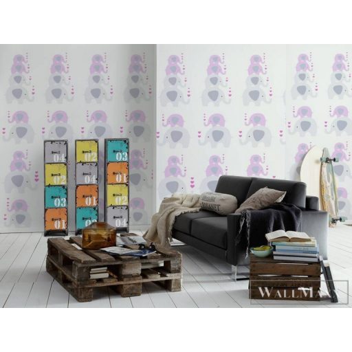 AS CREATION Little Love 38135-2 rózsaszín elefánt-os tapéta